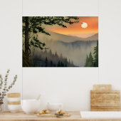 Appalachian Sunrise Waterverf Digital Art Poster (Keuken)