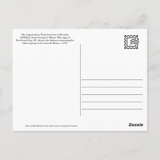 Appalachian Trail Briefkaart (Achterkant)