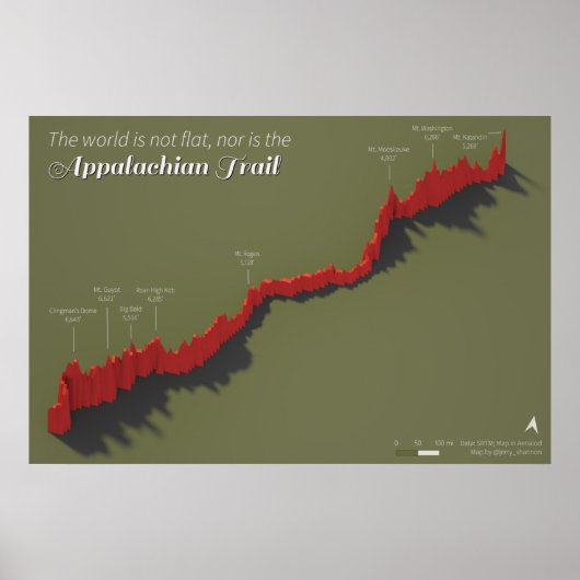Appalachian trail-elevation map poster (Voorkant)