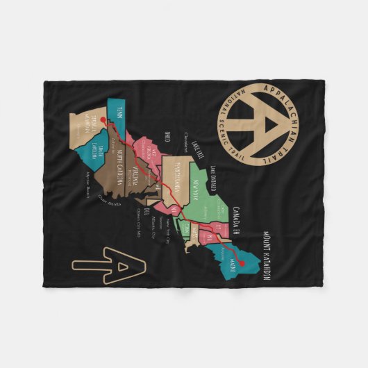 Appalachian Trail Hiking Map Fleece Deken (Voorkant (Horizontaal))