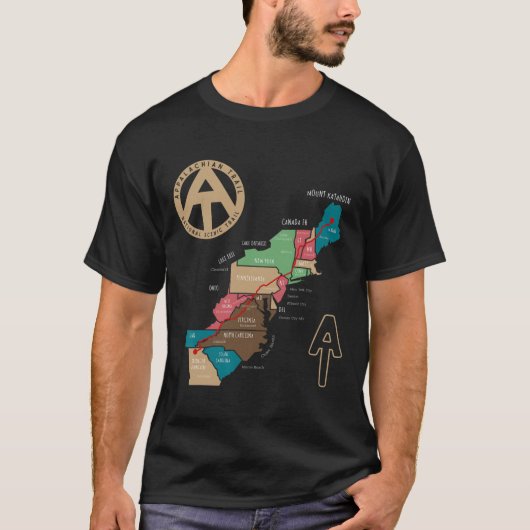 Appalachian Trail Hiking Map  T-shirt (Voorkant)