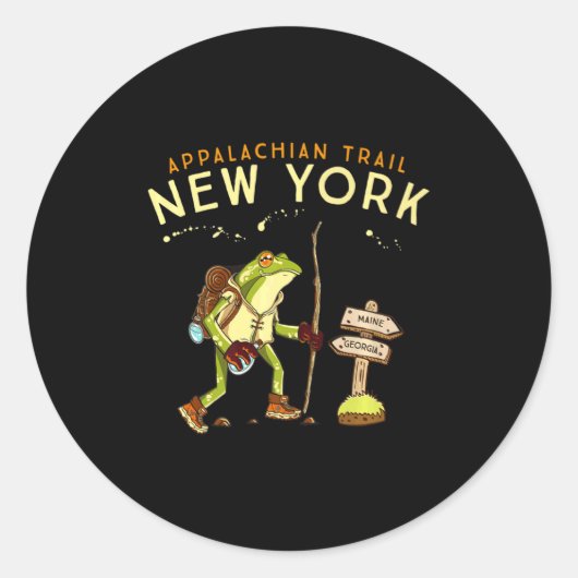 Appalachian Trail New York Hiking Frog _1  Ronde Sticker (Voorkant)
