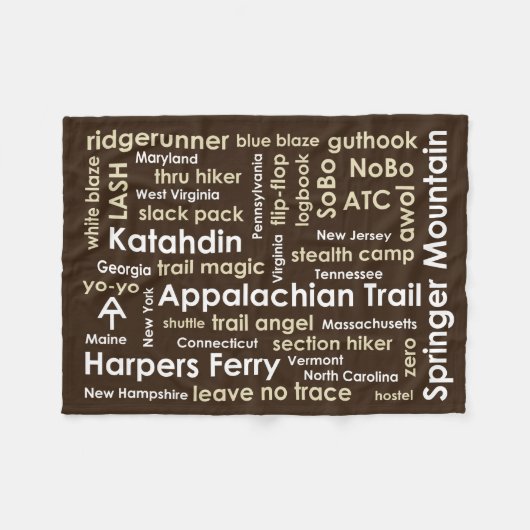 Appalachian Trail Word Cloud Fleece Deken (Voorkant (Horizontaal))
