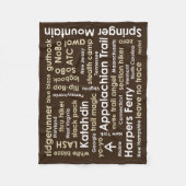 Appalachian Trail Word Cloud Fleece Deken (Voorkant)