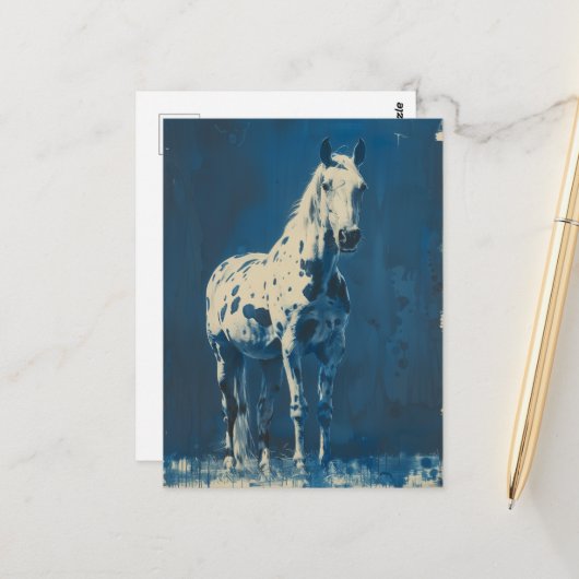 Appaloosa-cyanotype Briefkaart (Voorkant / Achterkant in situ)