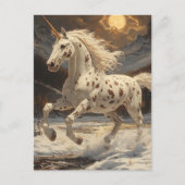 Appaloosa eenhoorn op maanverlichte besneeuwde ber briefkaart (Voorkant)