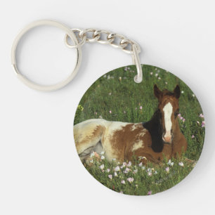 Appaloosa Foal Laying Down in Flowers Sleutelhanger