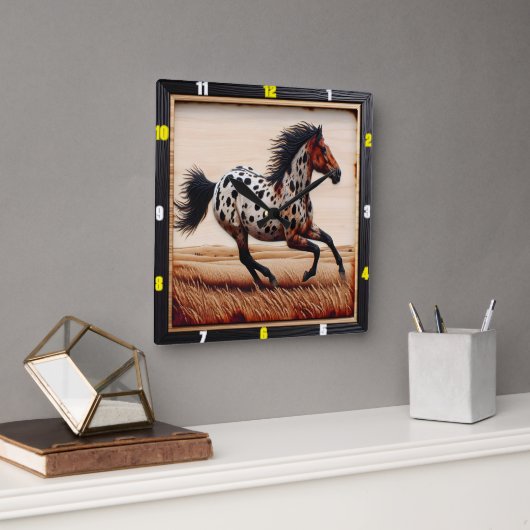 Appaloosa Gallop: tijd, kunst, stijl, beweging Vierkante Klok (Kantoor)