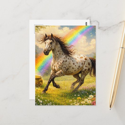 Appaloosa Horse and a pot of Gold Briefkaart (Voorkant / Achterkant in situ)