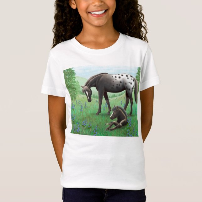 Appaloosa Horse & Foal Girls Babydoll Shirt (Voorkant)