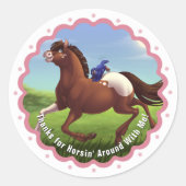 Appaloosa Horse Girl's Verjaardagsfeest Dank u Ronde Sticker (Voorkant)