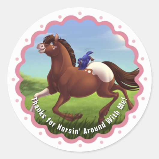 Appaloosa Horse Girl's Verjaardagsfeest Dank u Ronde Sticker (Voorkant)