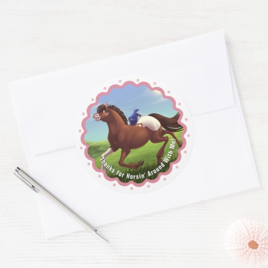 Appaloosa Horse Girl's Verjaardagsfeest Dank u Ronde Sticker (Envelop)