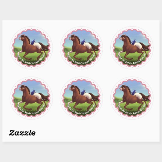 Appaloosa Horse Girl's Verjaardagsfeest Dank u Ronde Sticker (Vel)