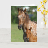 Appaloosa Horse Mare en Foal Headshot Kaart (Gele Bloem)