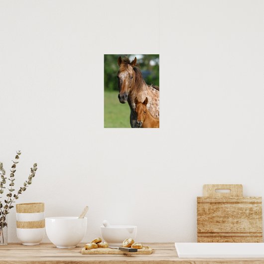 Appaloosa Horse Mare en Foal Headshot Poster (Keuken)