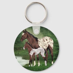 Appaloosa Horse Mare en Foal Sleutelhanger