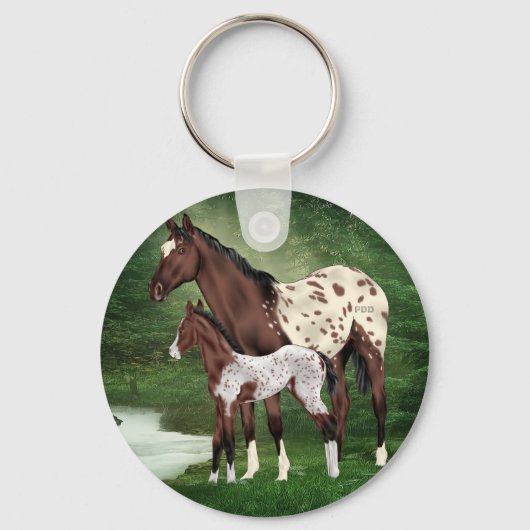 Appaloosa Horse Mare en Foal Sleutelhanger (Voorkant)