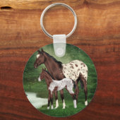 Appaloosa Horse Mare en Foal Sleutelhanger (Voorkant)