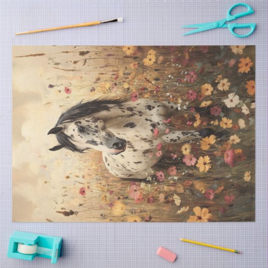 Appaloosa Horse Wildflower Field Decoupage Tissuepapier (Craft)