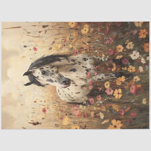 Appaloosa Horse Wildflower Field Decoupage Tissuepapier (Voorkant)