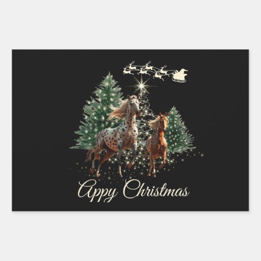 Appaloosa Kerst Inpakpapier Vel (Voorkant)