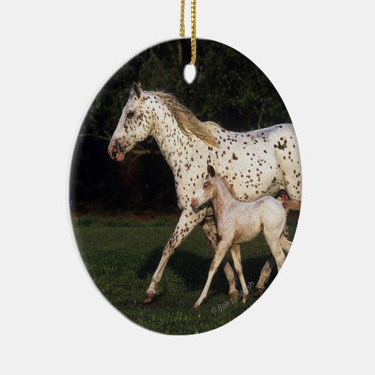 Appaloosa Mare en Foal in het veld Keramisch Ornament (Rechts)
