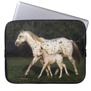 Appaloosa Mare en Foal in het veld Laptop Sleeve