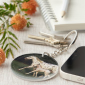 Appaloosa Mare en Foal in het veld Sleutelhanger (Voorkant Rechts)