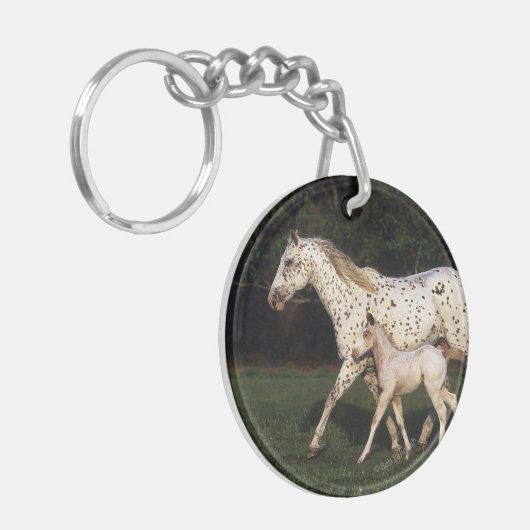 Appaloosa Mare en Foal in het veld Sleutelhanger (Voorkant Links)