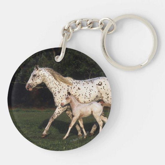 Appaloosa Mare en Foal in het veld Sleutelhanger (Achterkant)