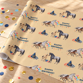 Appaloosa Merrie en Veulen Western Verjaardag Cadeaupapier