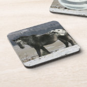 Appaloosa-paard in de sneeuw bier onderzetter (Linkerzijde)
