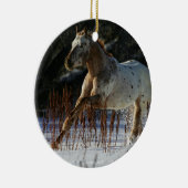 Appaloosa-paard met sneeuw keramisch ornament (Rechts)
