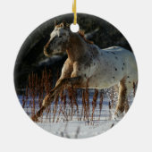 Appaloosa-paard met sneeuw keramisch ornament (Achterkant)