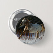 Appaloosa-paard met sneeuw ronde button 5,7 cm (Voorkant /achterkant)