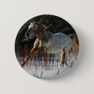 Appaloosa-paard met sneeuw ronde button 5,7 cm