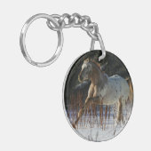 Appaloosa-paard met sneeuw sleutelhanger (Voorkant Links)
