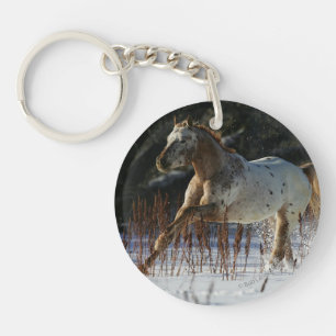 Appaloosa-paard met sneeuw sleutelhanger