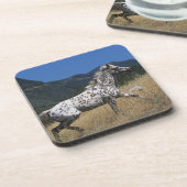 Appaloosa-paard rijdend in bergen bier onderzetter (Linkerzijde)