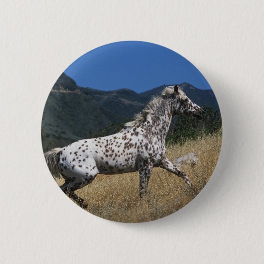 Appaloosa-paard rijdend in bergen ronde button 5,7 cm (Voorkant)