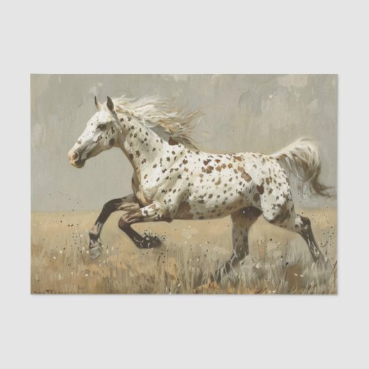 Appaloosa Paard Running Oil Painting Decoupage Tissuepapier (Voorkant)