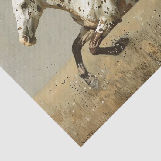 Appaloosa Paard Running Oil Painting Decoupage Tissuepapier (Detail)