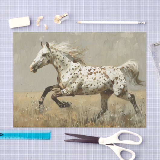 Appaloosa Paard Running Oil Painting Decoupage Tissuepapier (Craft)