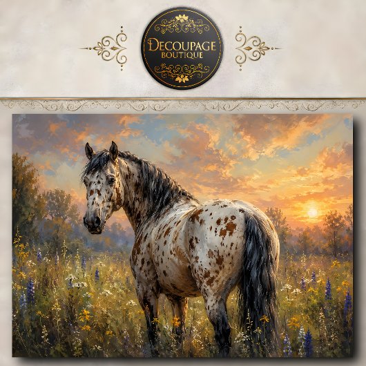 Appaloosa-paard Zonsondergang Weide Tissuepapier