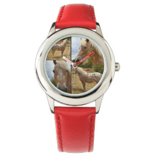 Appaloosa Paardenfotocollage, Kinder lederen horlo Horloge