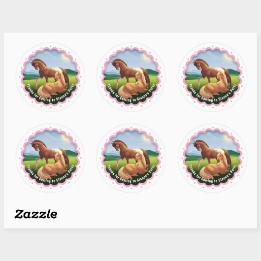 Appaloosa Palomino Pony Birthday Favor  Ronde Sticker (Vel)
