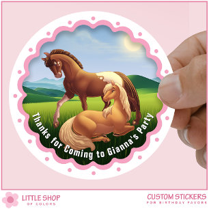 Appaloosa Palomino Pony Verjaardag Favor  Ronde Sticker