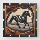 Appaloosa Prairie: kunst, tijd, stijl, geest Vierkante Klok (Voorkant)