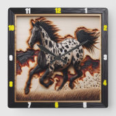 Appaloosa Prairie: kunst, tijd, stijl, vrijheid Vierkante Klok (Voorkant)